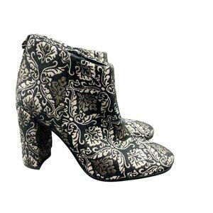Sam Edelman Campbell Boots Women's 8 Black Gold Damask Jacquard Ankle Zip Boho